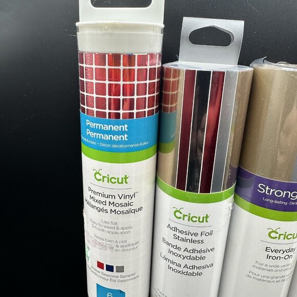 Cricut Premium Vinyl Lor 4 Rolls Mixed Mosaic Adhesive Foil Stainless Sampler - Picture 2 of 13
